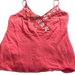 Millenium  XL coral gauze camisole adjustable embellished silversequin detail